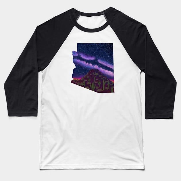 Arizona Milky Way Desert Baseball T-Shirt by EcoElsa